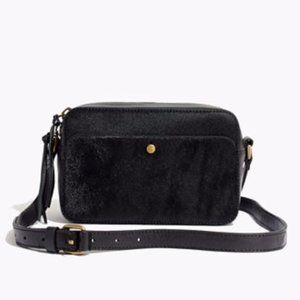 Madewell Camera Crossbody Bag in Black Calf Hair